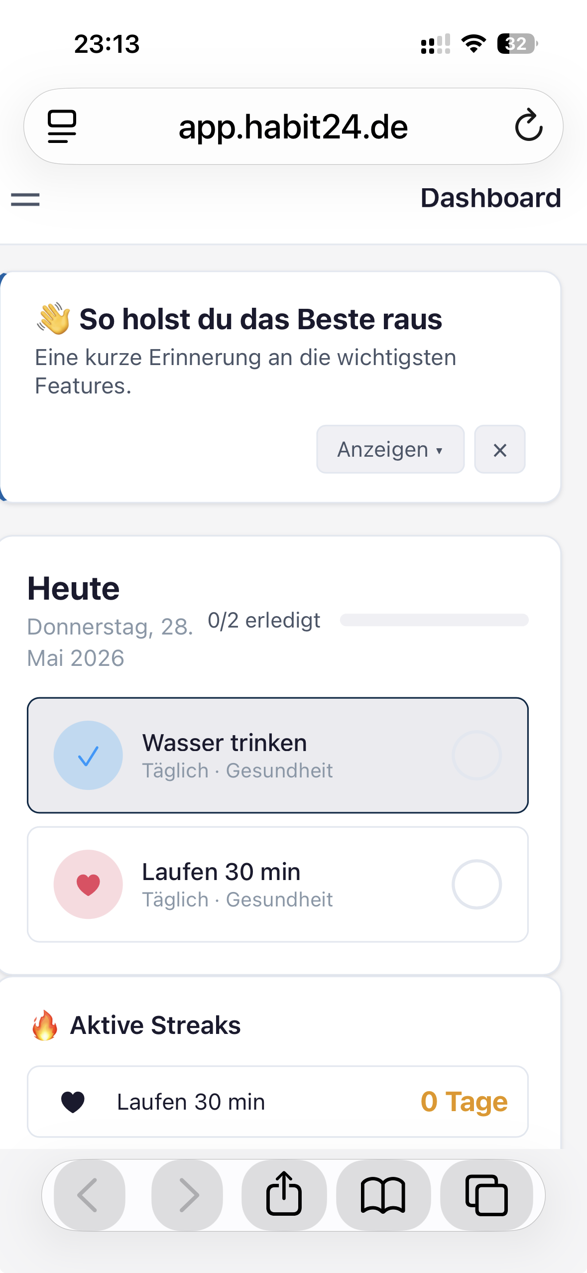 Regelmässiges Wassertrinken ist gesund…
